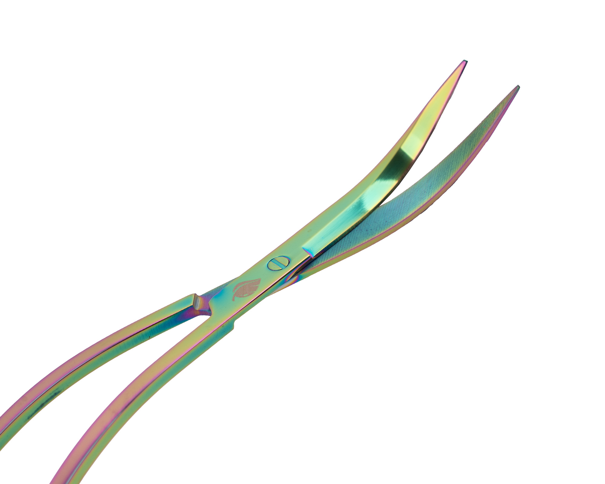 Irisierende gebogene Nagelschere, spitz zulaufend